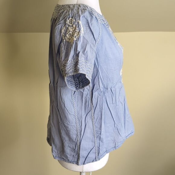 J.Crew Factory Small Blue Embroidered Blouse - Picture 3 of 8